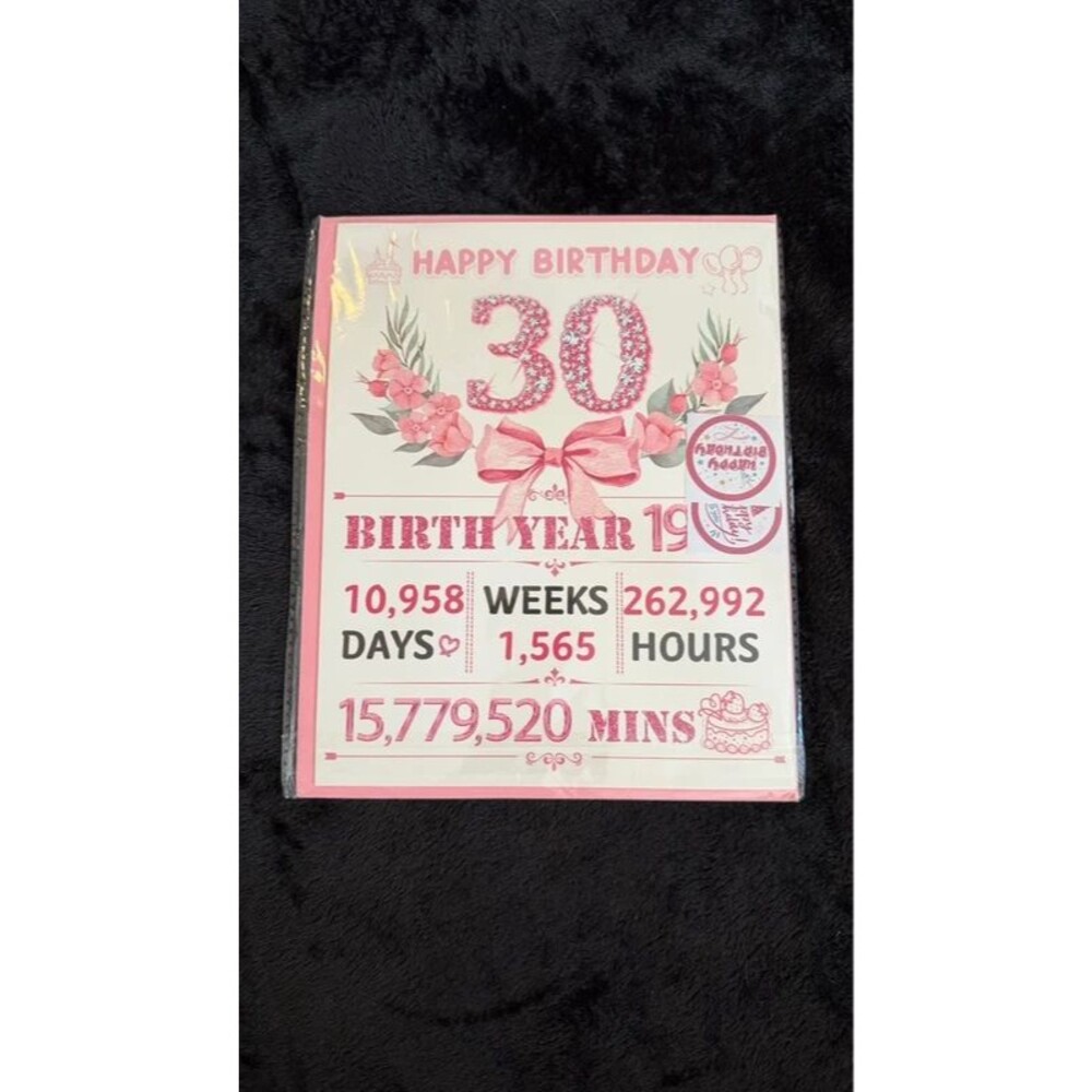Happy 30th Birthday Card Woman 1996 30 Years Old Pink Floral Milestone Gift